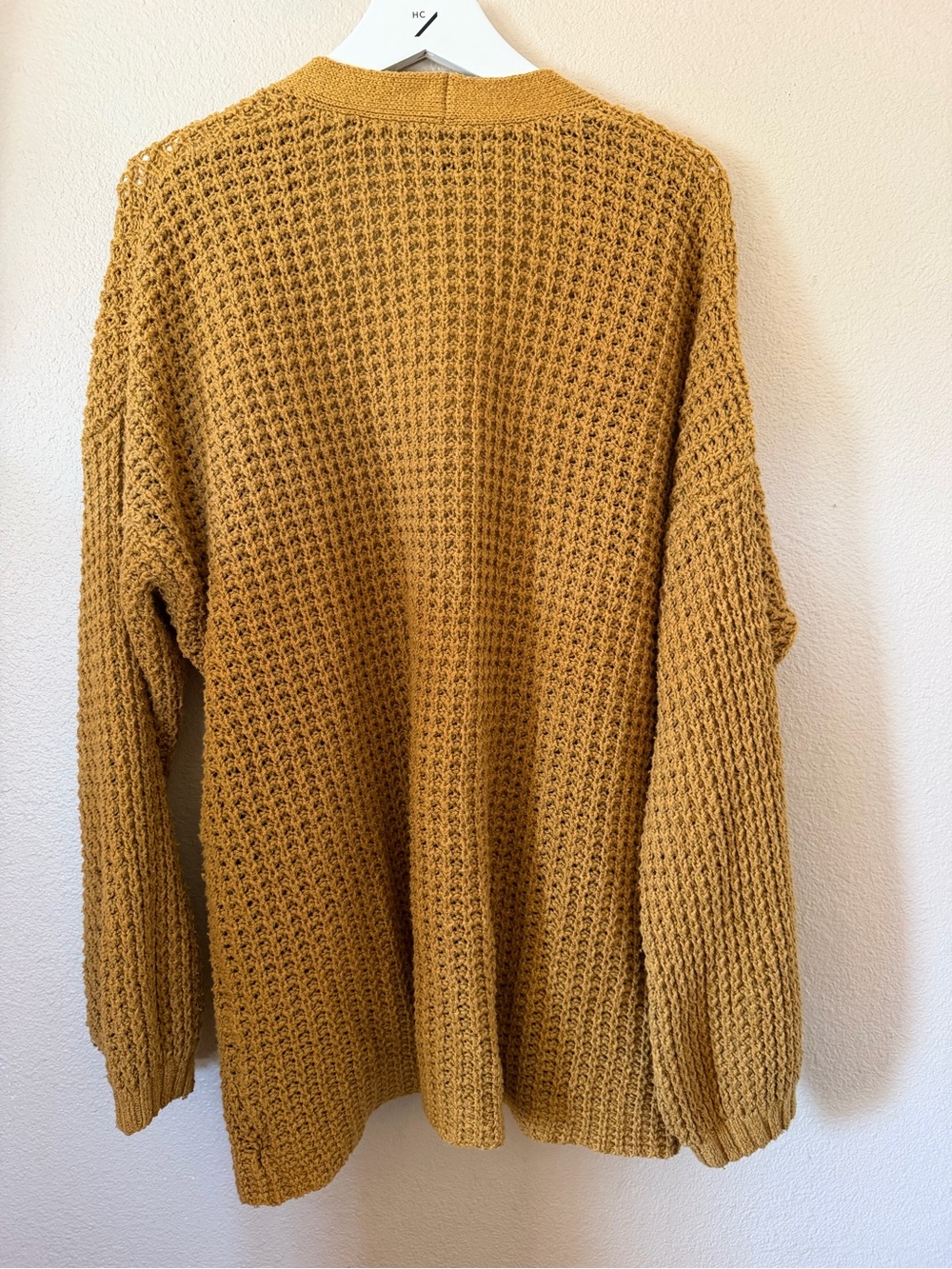 American Eagle Outfitters Ochre Open-Knit Button Front Cardigan - Picture 2 of 3